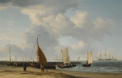 En strandscene med en krigsmann i det fjerne av Charles Brooking